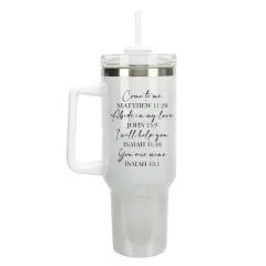 Elanze Designs Come To Me Abide In My Love His Word 40 oz. Stainless Steel, Large Water Bottle Coffee Mug, Spill & Leak Resistant, Thermal Travel