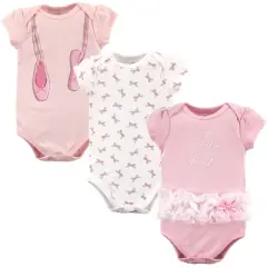 Little Treasure Baby Girl Cotton Bodysuits 3pk, Ballerina