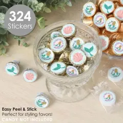 Big Dot of Happiness Let's Be Mermaids - Baby Shower or Birthday Party Small Round Candy Stickers - Party Favor Labels - 324 Count