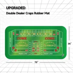 GSE 70" x 35" Double Dealer Craps Tabletop Layout Mat with Carrying Bag, Non-Slip Rubber Craps Mat