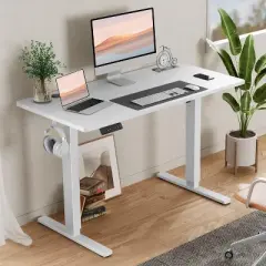 Sapphtopaz Ergonomic Standing Desk with T-Shaped Metal Bracket Computer Desk with Adjustable Height Gaming Desk for Home Office, Bedroom