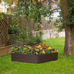 Costway Raised Garden Bed Set for Vegetable Flower Gardening Planter Brown