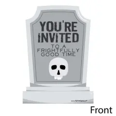 Big Dot of Happiness Graveyard Tombstones - Shaped Fill-in Invitations - Halloween Party Invitation Cards with Envelopes - Set of 12