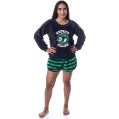 Riverdale Womens' Southside Serpents Sweater and Shorts Sleep Pajama Set Black