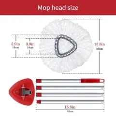 JANSNO 360&deg; Easy Wringing Spin Mop with 6 Microfiber Replacement Heads, 1 Base and 1 Handle