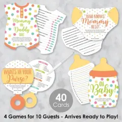 Big Dot of Happiness Baby Neutral - 4 Baby Shower Games - 10 Cards Each - Gamerific Bundle