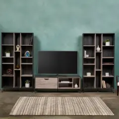 3pc Houlihan Mid-Century Entertainment Center Set Sonoma Gray Oak - Christopher Knight Home