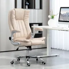 HOMCOM Executive Office Chair, Microfiber High Back Computer Desk Chair with Padded Flip-up Arms, Adjustable Height and Tilt Function