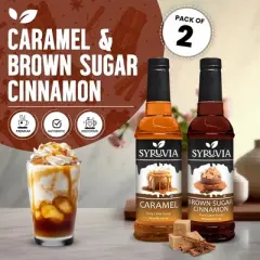 Syruvia Coffee Flavors Variety Pack: Caramel & Brown Sugar Cinnamon 25.4 fl oz Syrup