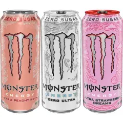 Monster Ultra Variety Pack Including Zero Ultra/Peachy Keen/Strawberry Dreams, Energy Drink - 12pk/16 fl oz Cans