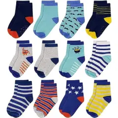 Rising Star Kid's 12 pack socks for Boys and Girls, Toddlers or Little kids Ages 2-10