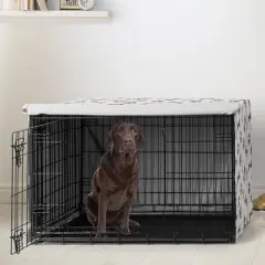 Sweet Jojo Designs Dog Crate Kennel Cover 42in. Paw and Bone Brown Grey and Taupe