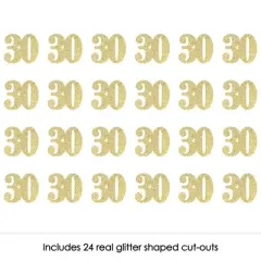 Big Dot of Happiness Gold Glitter 30 - No-Mess Real Gold Glitter Cut-Out Numbers - 30th Birthday Party Confetti - Set of 24