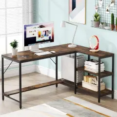 Tribesigns L Shaped Desk with Storage Shelves