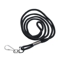 SICURIX Standard Lanyard, Rope Style, J Hook, Black, 12 Per Pack, 3 Packs
