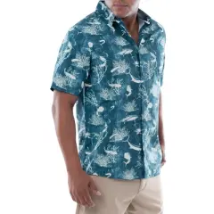 Guy Harvey Men's Denim Shells Short Sleeve Fishing Shirt