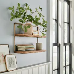16" Wood & Brass Double Wall Shelf - Hearth & Hand&trade; with Magnolia