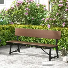 Tangkula Patio 4-Person Bench, 72 Inch Extra Long Bench w/ All-Weather HDPE Seat & Back, Heavy-Duty Metal Support for 1100 lbs Max Load