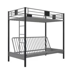 Twin Over Futon Maxence Metal Bunk Bed Silver/Black - Room & Joy