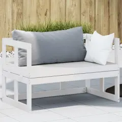 vidaXL Patio Sofa Bench Extendable Outdoor Garden Seating Furniture Solid Wood - White