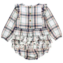 RuffleButts Baby Girls Long Sleeve Ruffle Trim Bubble Romper
