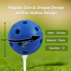 GSE 12-Pack Plastic Practice Golf Balls of Airflow Hollow,Training Golf Balls for Swing Practice (4 Colors Available)
