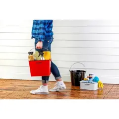 Behrens Rectangular Galvanized Steel Bucket Red