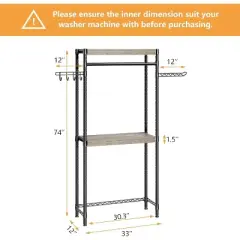 74" Over Washer Dryer Storage Shelf, Heavy Duty Adjustable Laundry Rack, Space Saving Clothes Drying Organizer for Laundry Room