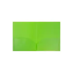 JAM Paper Plastic POP 2-Pocket Portfolio Folder Lime Green 96/Box (382ELIGRB)