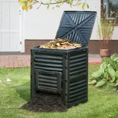 VEVOR Garden Compost Bin 80 Gal, BPA Free Composter, Large Capacity Outdoor Composting Bin with Top Lid and Bottom Door, Easy Assembling