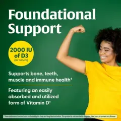 MegaFood Vitamin D3 2000 IU (50 mcg) - Vitamin D Supplement, Immunity, Bones, Teeth & Muscle Support, Vegetarian, Non-GMO, Kosher, 90 Servings