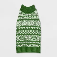 Snow Shoe Lodge Fairisle Cat and Dog Sweater - Green/Cream - Wondershop&trade;