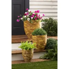 Evergreen Recycled Acacia Woods Planter Set of 3