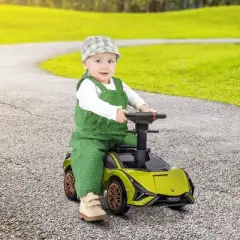 Aosom Licensed Lamborghini SIAN FKP 37 Ride on Push Car with Music & Storage, Sit and Scoot Ride on with Headlights, Steering Wheel, Age 1.5-4, Green