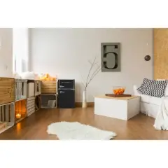 Frigidaire 3.2 cu ft 2 Door Retro Fridge w Side Bottle Opener Cream: Compact Mini Refrigerator, Model EFR840-CREAM