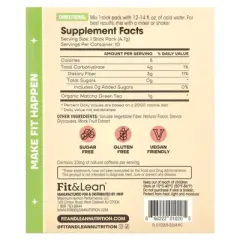 Fit & Lean Matcha Amore Iced Tea, Peach Tea, 10 Stick Packs, 0.17 oz (4.7 g) Each
