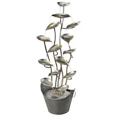 Design Toscano Rain Forest Leaves Cascading Metal Fountain - Silver
