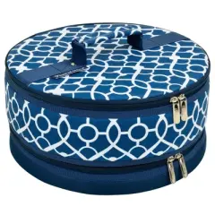 Picnic at Ascot Pie and Cake Carrier 12" Diameter - Trellis Blue