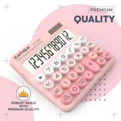 CATIGA Mechanical Switch Calculator with Solar and Battery Dual Power, 12-Digit Large LCD Display, SD-1299 PK-5PK