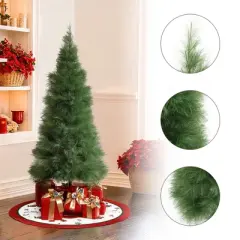 LuxenHome 5Ft Holiday Slim Artificial Pampas Grass Tree in Green