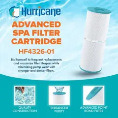 Hurricane HF4326-01 Advanced Spa Filter Cartridge for PRB25, Unicel C-4326, Filbur FC-2375, Dynamic Series I RDC-25, Waterway 25 in-Line