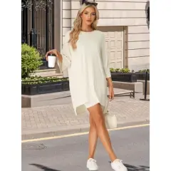 cheibear Women's Knit Loose Fit T-Shirt with Biker Shorts Lounge Sleepwear Pajama Sets