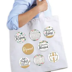 Big Dot of Happiness Religious Easter - 3 inch Christian Holiday Party Badge - Pinback Buttons - Set of 8