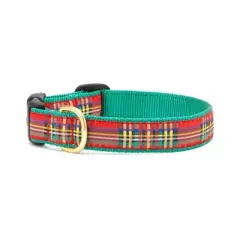 Up Country Christmas Sparkle Plaid Pattern Dog Collar
