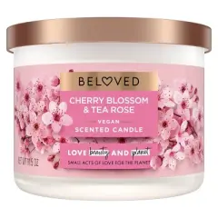 Beloved Cherry Blossom & Tea Rose 2-Wick Vegan Candle - 11.5oz