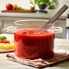 Le'raze Glass Ribbed Cooking Pot with Lid - 2L(68oz) - Heat Resistant Borosilicate Glass