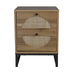 Arina Natural rattan 20.87'' H x 15.75'' W x 15.75'' D Queen Size 2 Drawer Nightstand With Storage - The Pop Maison