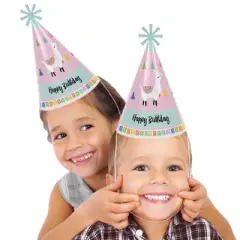 Big Dot of Happiness Whole Llama Fun - Cone Happy Birthday Party Hats for Kids and Adults - Set of 8 (Standard Size)