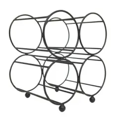 Black Metal Wine Bottle Holder - Foreside Home & Garden