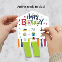 Big Dot of Happiness Cheerful Happy Birthday - Colorful Birthday Party Game Pickle Cards - Pull Tabs 3-in-a-Row - Set of 12